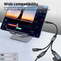 Adaptateur USB Type C 2-en-1 mâle/femelle, prise en charge OTG, transmission de données 480 Mbps, hub USB pour voiture, ordinateur portable, clavier MacBook, gaine en PVC