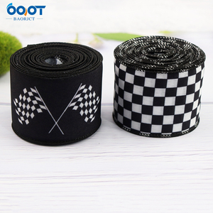 Schwarz-Weiß-Kariertes Klebeband mit schwarz-weiß kariertem Flaggen band mit Eisendraht kanten band DIY Handmade Bow <span class=keywords><strong>Ribbon</strong></span> - Product Image 4