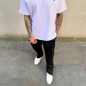 Baggy Mens Streetwear Side Pockets Technical Stretch <strong>Popper</strong> Detail Cargo Pants Wholesale Custom Blank Nylon Cargo Pants for Men - Product Image 6