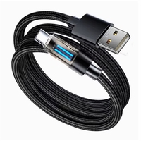 Câble de charge rapide PD 100W USB-C vers USB-C avec indicateur LED et gaine tressée pour ordinateur portable, téléphone et tablette