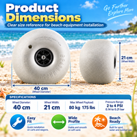 Roue de plage gonflable Ary Medical en PVC de 16 pouces, pneu large basse pression, capacité 80 kg, moyeu renforcé, transport extérieur 1