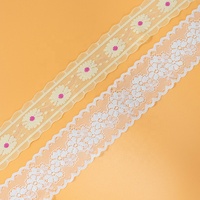 Bon marché, bande de dentelle brodée en maille, passementerie florale élastique en dentelle pour vêtements