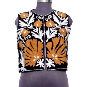 New Custom Sleeveless <b>Women's</b> Vests Waistcoats Floral Embroidery Casual Outerwear Vintage <b>Jackets</b> 100% Cotton Eco-Friendly - Product Image 1