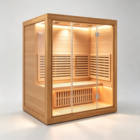 Cabine de sauna infrarouge à vapeur sèche 1800x1500x2000mm en bois de pruche pour la thérapie par la chaleur infrarouge, idéale pour le bien-être à domicile