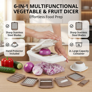 <span class=keywords><strong>Mandoline</strong></span> multifonctionnelle Coupe-tomates Coupe-légumes manuel Coupe-légumes Hachoir pour la cuisine - Product Image 2