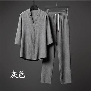 ชุดลำลองกีฬาผู้ชาย ไซส์ <span class=keywords><strong>M</strong></span>-4XL เสื้อยืดแขนสั้นทรงหลวมและกางเกงขายาว ชุดฤดูร้อนสำหรับนักเรียน กางเกงมีเชือกผูกและกระเป๋า - Product Image 2