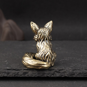 Figura de Zorro de Latón, Adorno de Escritorio de Metal Sólido, Diseño Tradicional, Decoración de Oficina, Decoración del Hogar, Artículo de Regalo Artesanal - Product Image 4