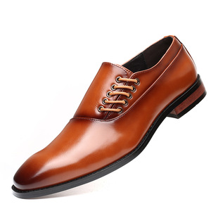Scarpe da sposa da <span class=keywords><strong>uomo</strong></span> moda britannica Business allacciate Casual elegante per feste in pelle - Product Image 1