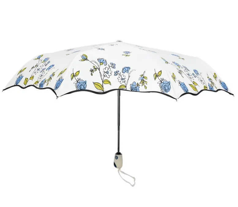 Customized logo digital printing flower pattern edge automatic open rainy sun umbrella