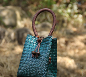 Retro delle donne del sacchetto di <span class=keywords><strong>mano</strong></span> della borsa di paglia di colore per il tempo libero borsa da viaggio borsa da spiaggia rattan sacchetto tessuto - Product Image 3