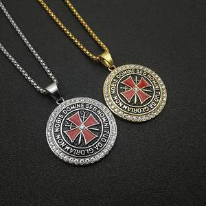 Collar con Colgante de Cruz de Hierro de los Caballeros Templarios, Chapado en Oro de 18K, de Acero Inoxidable, Estilo Hip Hop, al por Mayor, para Hombre y Mujer (BN133) - Product Image 1