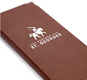 Porte-menus en cuir PU de haute qualité, sur mesure, avec bande élastique - Product Image 4