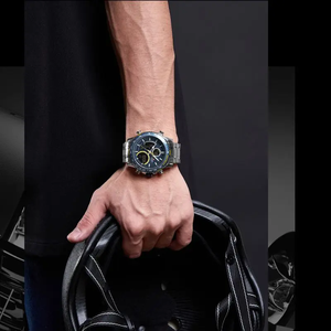 Reloj luminoso <span class=keywords><strong>NAVIFORCE</strong></span> <span class=keywords><strong>9182</strong></span> de alta calidad para hombre, cronógrafo de doble pantalla, reloj de pulsera de cuarzo para hombre, reloj Masculino con fecha - Product Image 3