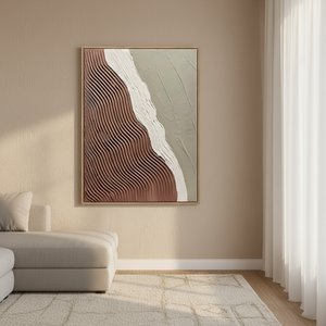 Dipinto a Olio Astratto Moderno Dipinto a Mano su Tela <span class=keywords><strong>Lavabile</strong></span> con Cornice, Texture Spessa, Colori Bianco e Marrone per Soggiorno e Camera da Letto - Product Image 3