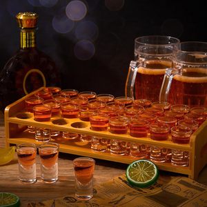 Soporte <span class=keywords><strong>de</strong></span> Bambú Natural para Vasos <span class=keywords><strong>de</strong></span> Chupito, Bandeja para Botellas con 24 Vasos <span class=keywords><strong>de</strong></span> <span class=keywords><strong>Vino</strong></span> para Club, Bar, Fiesta - Product Image 2