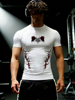 T-shirt de compression pour homme, séchage rapide, respirant, haute élasticité, anti-transpiration, avec imprimé crâne original pour la salle de sport