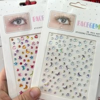 Autocollants en cristal 3D en gros, bijoux faciaux en perles, autocollants adhésifs en strass pour les yeux, pour la décoration DIY des ongles et du corps