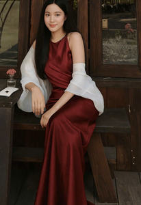 ชุดเดรสยาวผ้าชีฟองระบายอากาศดี คอแบบผูก สายเดี่ยว เรียบหรู ทรงพลิ้วสวย สไตล์ลำลองเก๋ไก๋ สำหรับผู้หญิง ผ้าโพลีเอสเตอร์ ทรงปกติ - Product Image 6