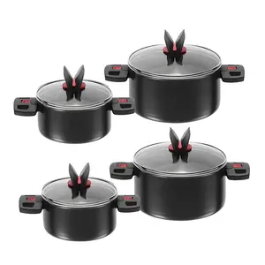 Wholesale LFGB Food Grade Sus304 Black Non Stick Stainless Steel Cookware Sets Manufacturer