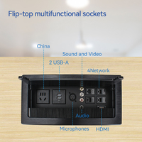 Boîtier de connectivité de table, prise de bureau avec 3 prises standard chinoises, 2 USB-A, microphone, audio RCA, 4 RJ45, HDMI