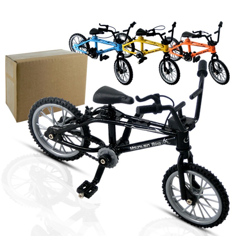Cudeyrey Modelo De Bicicleta De Dedo 1:8 | Mini Bicicleta De Montaña En Aleación Y Plástico, Con Ruedas Y Manillar Móviles, Ideal Para Coleccionar O Decorar, Regalo En Caja Ventana (Amarillo)