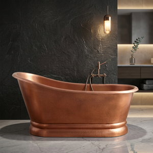 Baignoire autoportante en cuivre ovale, fabriquée à la main, finition antique, pour la maison, l'hôtel, la salle de bain - Product Image 5