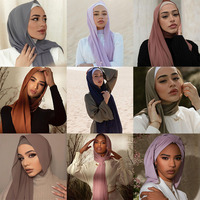 Hijabs en mousseline de soie perlée de qualité supérieure en gros Foulards à bulles Pas cher Chine Blanc Écharpe en mousseline de soie unie personnalisée pour musulman
