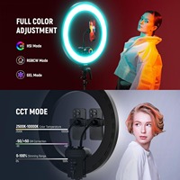 NEEWER RL45C Anneau lumineux LED RGB de 18 pouces à éclairage périphérique de 45 W avec trépied pour téléphone et télécommande