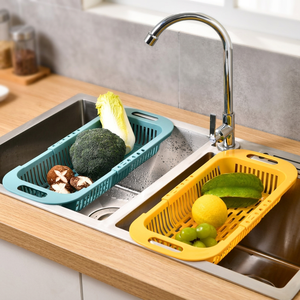 Panier égouttoir rétractable, passoire multi-usage horizontale et verticale pour articles ménagers, préparation culinaire et rangement domestique - Product Image 1