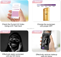Espejo de Maquillaje Inteligente LED Uyisi de 4.1 Pulgadas con Cámara UV, Doble Cara, Protección Solar Visible, Detección de Desmaquillante