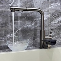 Robinet de cuisine gris anthracite moderne avec pulvérisateur extractible haute pression pour évier, lave-vaisselle et nettoyage de bouteilles