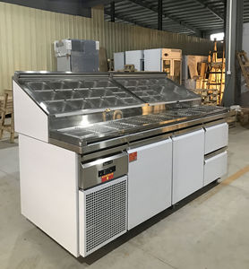 Réfrigérateur à salade en acier inoxydable 201/304, comptoir de <span class=keywords><strong>bar</strong></span> à salades, réfrigérateur commercial pour pizza, table de préparation de sandwichs, congélateur - Product Image 2