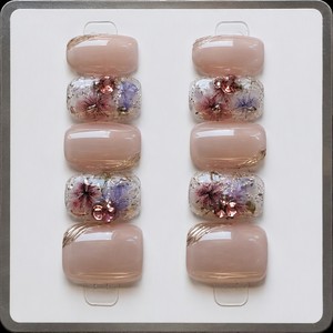 Uñas Postizas Florales, Cortas, Estilo Stiletto, Brillantes, Pre-Diseñadas, de Acrílico ABS, para Dedos - Product Image 1