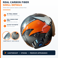 Casque intelligent en fibre de carbone avec interphone Bluetooth 5KM, casque de moto ouvert certifié DOT pour la conduite en groupe OEM ODM