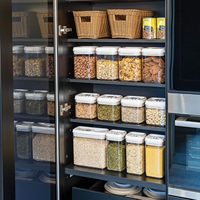 Ensemble de contenants de stockage alimentaire empilables, hermétiques, sans BPA, multifonctionnels, en plastique injecté, organisateur de garde-manger de cuisine avec couvercles verrouillables