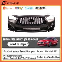 Ensemble de pare-chocs avant élégant pour Infiniti Q50 Q50L 2018-2023, en ABS noir brillant, avec calandre sport en nid d'abeille, accessoire de kit carrosserie amélioré