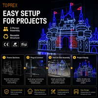 Toprex Giant Wireframe Castle Lighted Walk Through Motif Display 2D Light IP65 Low Arch Commercial Christmas Landscape Decor.