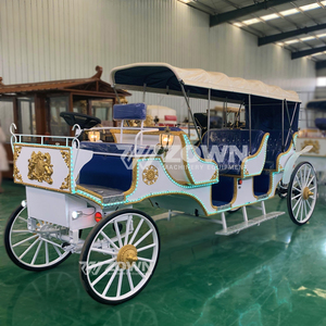 Calèche électrique sans chevaux avec carrosserie blanche et finitions dorées pour usage touristique - Product Image 3
