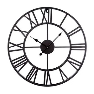 Relojes <span class=keywords><strong>de</strong></span> pared <span class=keywords><strong>de</strong></span> Metal modernos <span class=keywords><strong>de</strong></span> 80cm, redondos, casi silenciosos, con pilas, números romanos negros, reloj para sala <span class=keywords><strong>de</strong></span> estar, Dropshipping DDP - Product Image 1