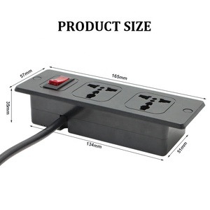 Soket Daya sakelar Rocker 2-Outlet 13A, pemutus sirkuit furnitur tersembunyi pasang di permukaan meja dibuat standar - Product Image 2