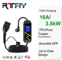 Nouvelle conception, chargeur de véhicule électrique portable noir 16A, 3,5 kW, type 2, charge rapide, câble TPU, protection RCD, IP65 avec écran