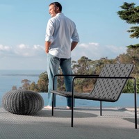 Chaise longue moderne d'extérieur en rotin PE avec structure en aluminium, chaise de loisirs individuelle pour patio, balcon, jardin, cour
