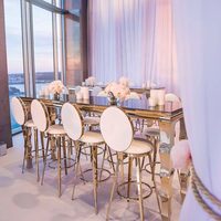 Tabouret de bar de mariage en acier inoxydable doré, dossier ovale solide, coussin en cuir blanc, chaise haute pour événements