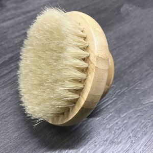 Eco-Friendly Round Bamboo Dry <b>Bath</b> Body Soft Horse Bristles Bamboo Handle Skin Brush - Product Image 5