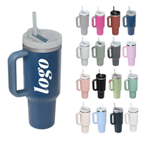 Gobelet isotherme à café Custom Adventure H2.0 40 oz en acier inoxydable noir, tasse de voyage isolée 40 oz avec poignée et paille