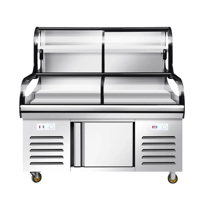 Nuovo stile scala commerciale Display congelatore bancone barbecue passo di refrigerazione attrezzature per frutti di mare congelatore