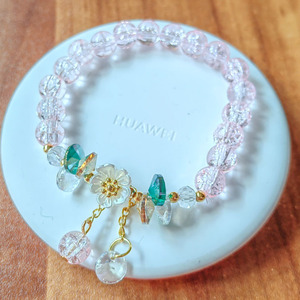 Модный стеклянный браслет оптом, круглой формы, с разноцветными цветами, ручной работы, эластичный, из стеклянных бусин, для женщин - Product Image 4