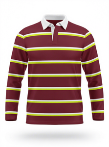 Camiseta de Rugby Unisex de Manga Larga a Rayas 100% Algodón, Ropa Deportiva que Absorbe la Humedad, Cuello Camisero, Ajuste Personalizado - Product Image 5