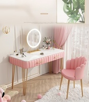 Nouvelle conception 2026, commode moderne rose, extensible, chambre d'enfant, miroir éclairé, coiffeuse en bois, table de maquillage, petit espace