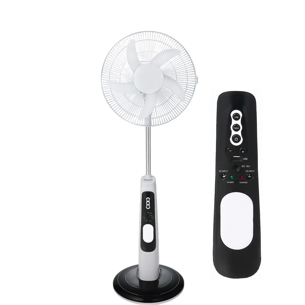 16 inch rechargeable fan with solar panel standing fan with light rechargeable battery